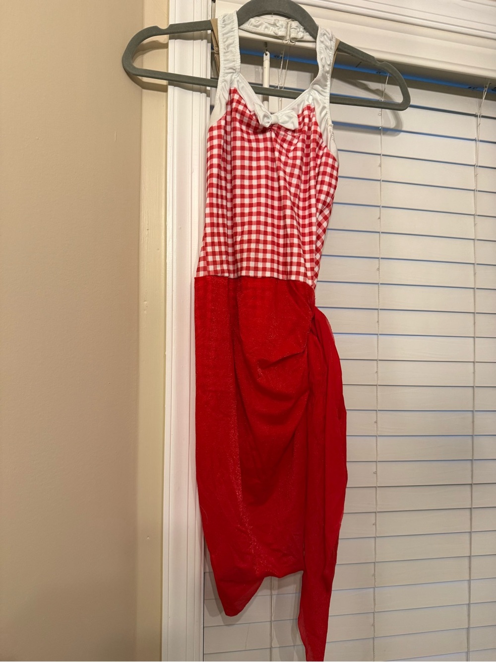Revolution costume Red Gingham and Solid Red Sundress with White Trim